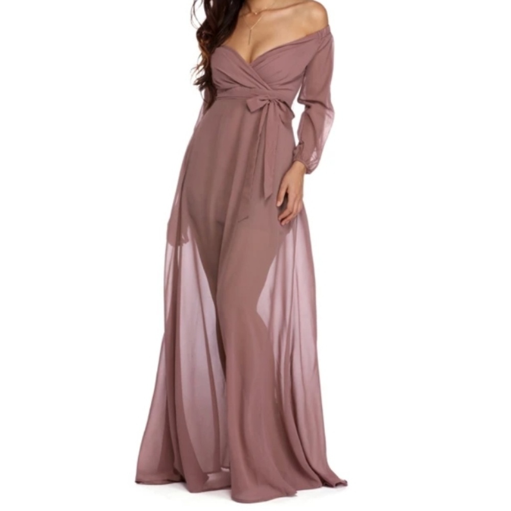Chiffon off the shoulder dress